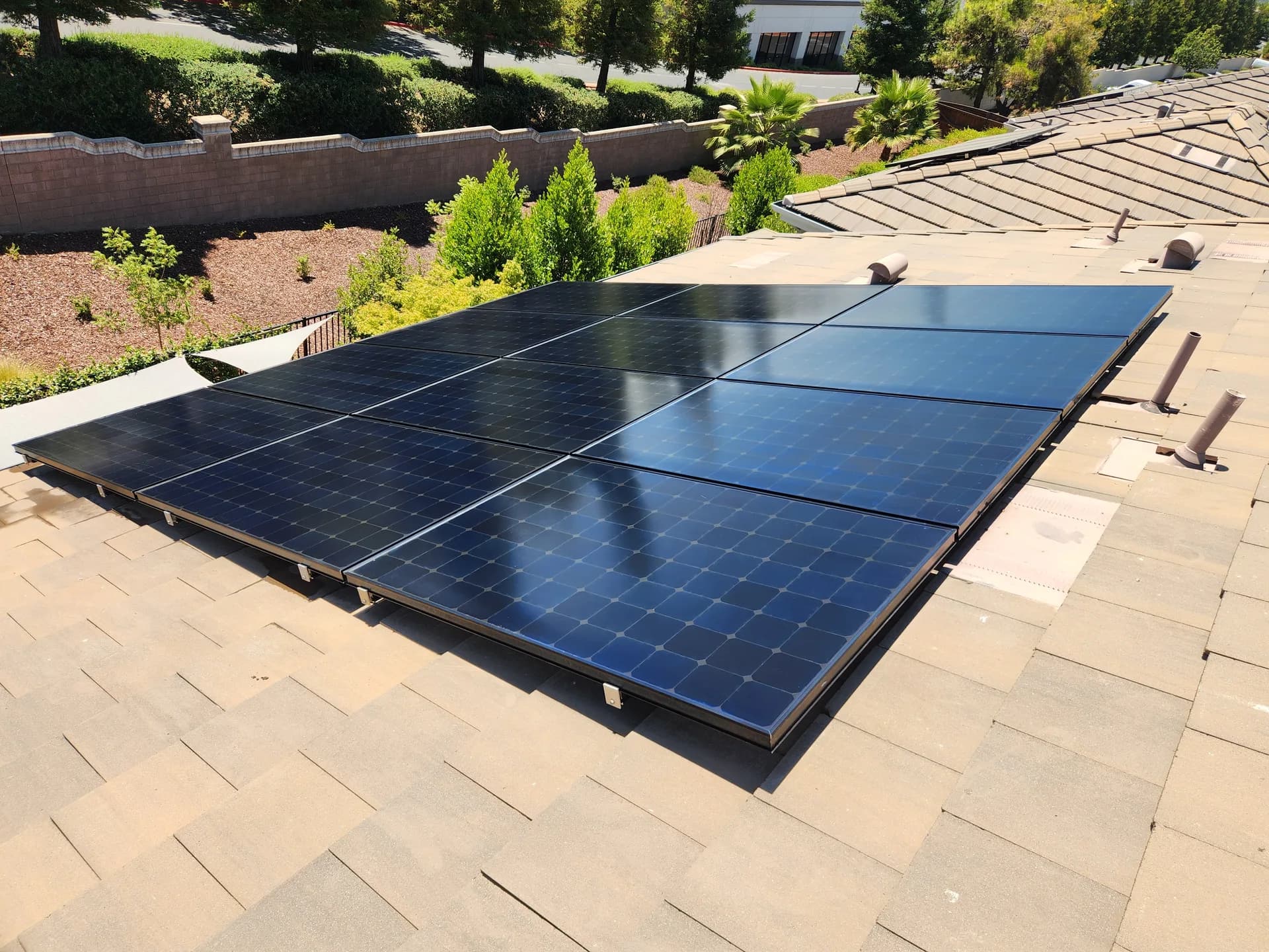 Graham soft-brush cleaning rooftop solar panels with pure water in Rocklin, CA